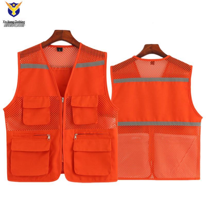 

Custom Logo Mesh Reflective Vest with Multi-Pockets for Advertising and Volunteer Work M оранжевый