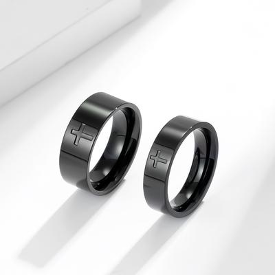 Schmuck Schlichter Kreuz Edelstahlring Schwarz Titan Kreuz Partnerring