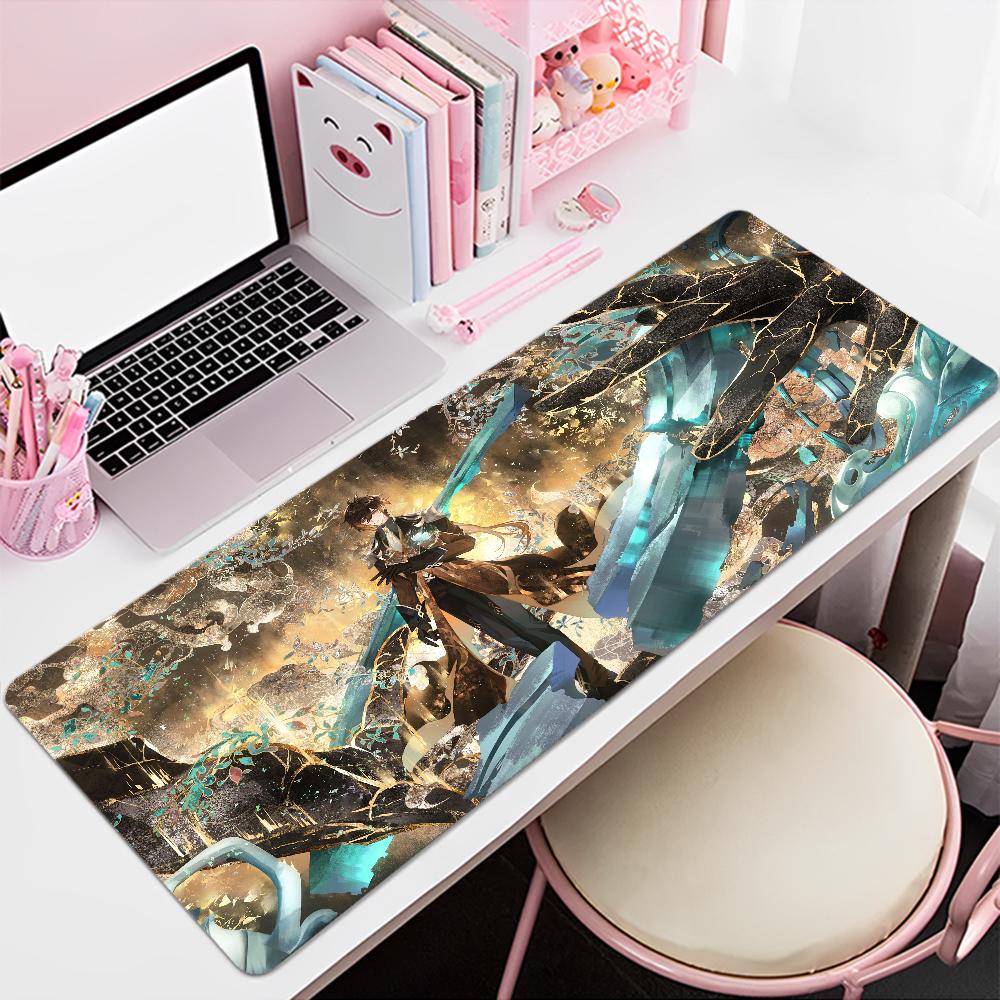 Zhongli Genshin Impact Mauspads Benutzerdefinierte Skins Cartoon Anime Gaming Mauspads Tastatur Mauspads Schreibtischmatten Zubehör Mädchen Schlafzimmer