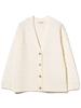 Beams Long Sleeve Tweed Knit Free 64150486887 Demi-Luxe Women's V-Neck Cardigan, OFF_WHITE, Size,