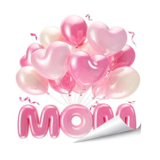 Muttertag Fensteraufkleber Wasserdicht Rosa Herzen Ballons Dekorativer Aufkleber Statische Glasaufkleber für Zuhause Büro Geschäft Glastür
