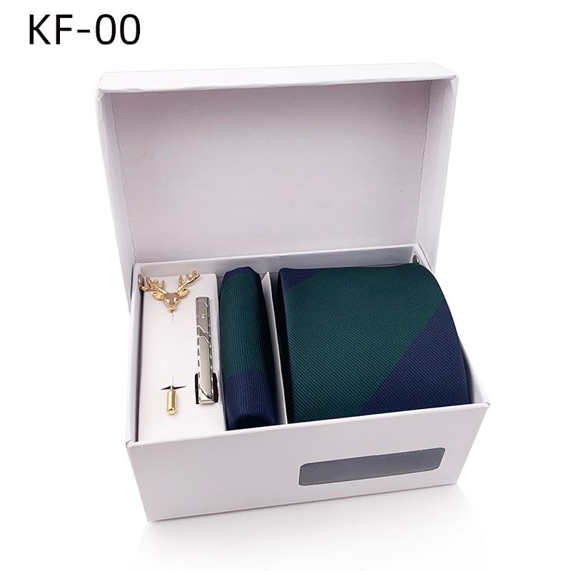 Pánská dárková krabička s pruhovanou kravatou, 6dílná sada, manžety na kapesní ručník na kravatu