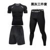Mens Quick-Dry Compression Sport Set Short Sleeve Running Gym Training Outfit Lightweight Athletic Wear