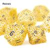 7 Pcs Golden Black Metal Dice Maze Hollow Metal Polyhedral Dice Set Suitable for Role-Playing RPG  Board Game Card Game