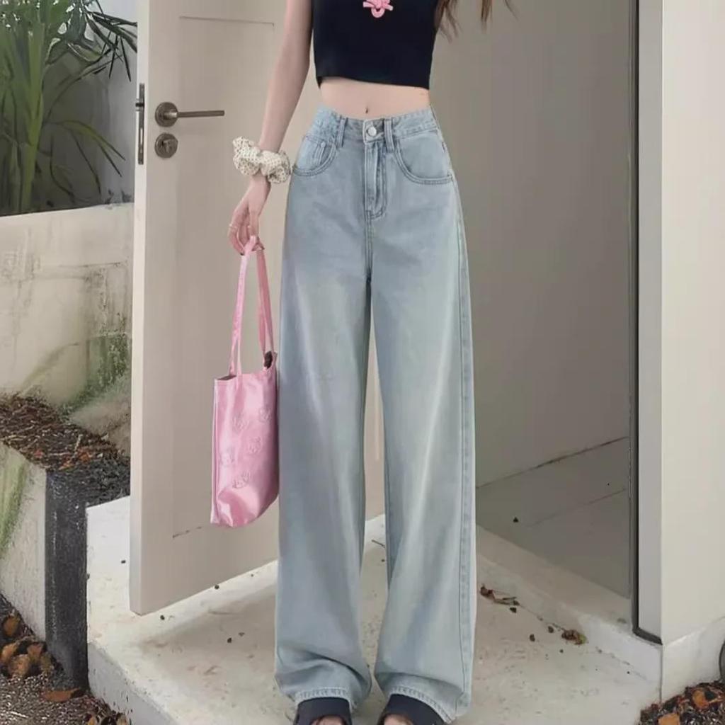 2024 Autumn High Waist Butterfly Embroidered Wide-Leg Jeans for Women