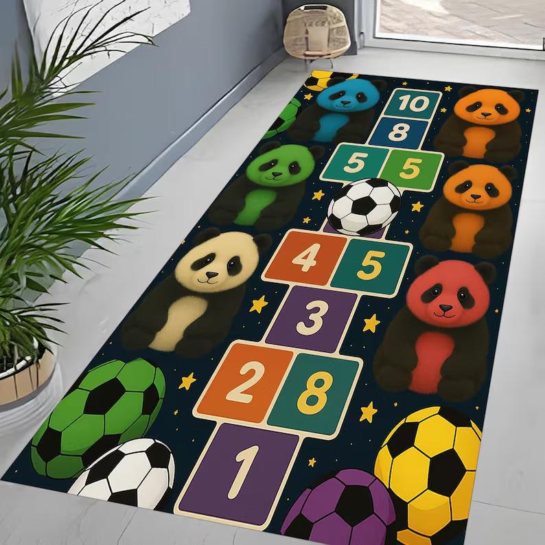 

Soccer Hopscotch Rug Kids Playroom Carpet, Sports Nursery Runner Rug Boys and Girls Bedroom Non-Slip Ultra-Long Aisle Mat 40x60cm