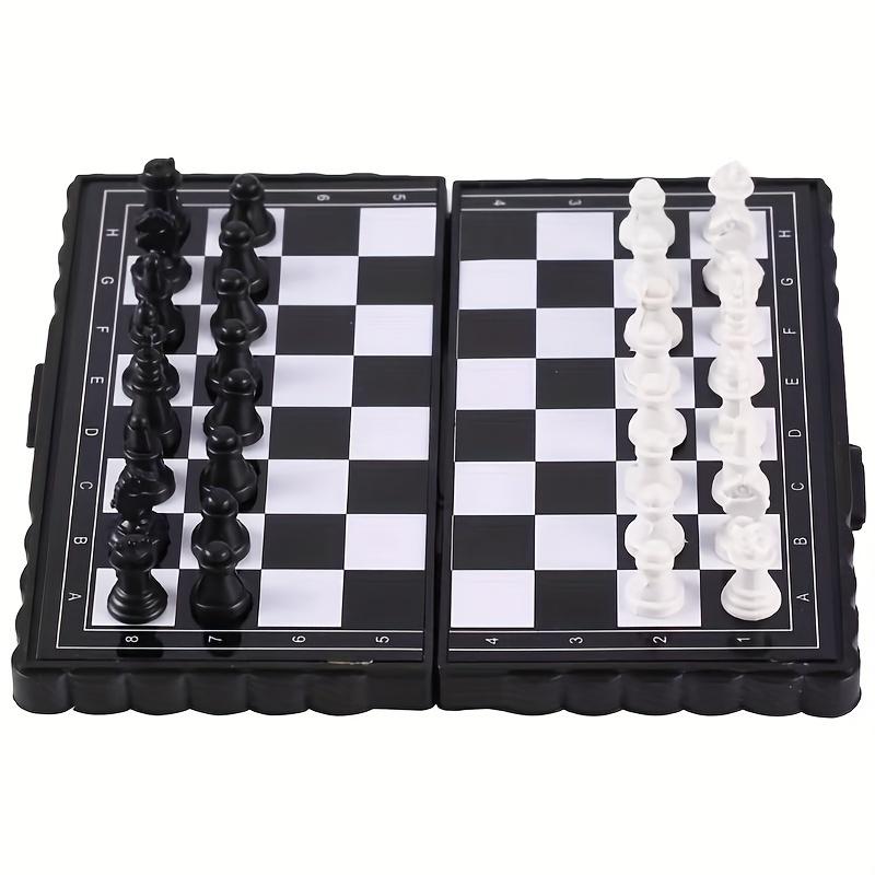 

Magnetic Travel Chess Set Folding Portable Mini Chess Board with Full-Size Pieces Pocket-Sized Game for Adults Kids Perfect чёрный