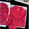 Luxe Franse IJszijde Pyjamaset voor Dames - Lange Mouwen, Buitenshuis Draagbaar, Lente/Herfst