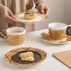 Tasse en céramique en forme de biscuit, assiette à dessert, assiette de petit-déjeuner coréen, assiette à dessert pour le thé de l'après-midi, tasse à café, tasse à lait, cadeau d'anniversaire