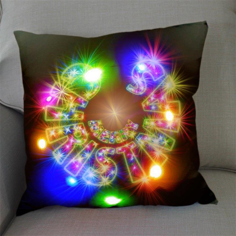 1Pc Christmas Led Pillow Case Size 45X45Cm40X40Cm Santa Claus Printed Christmas Pillow Covers For Christmas Decorations