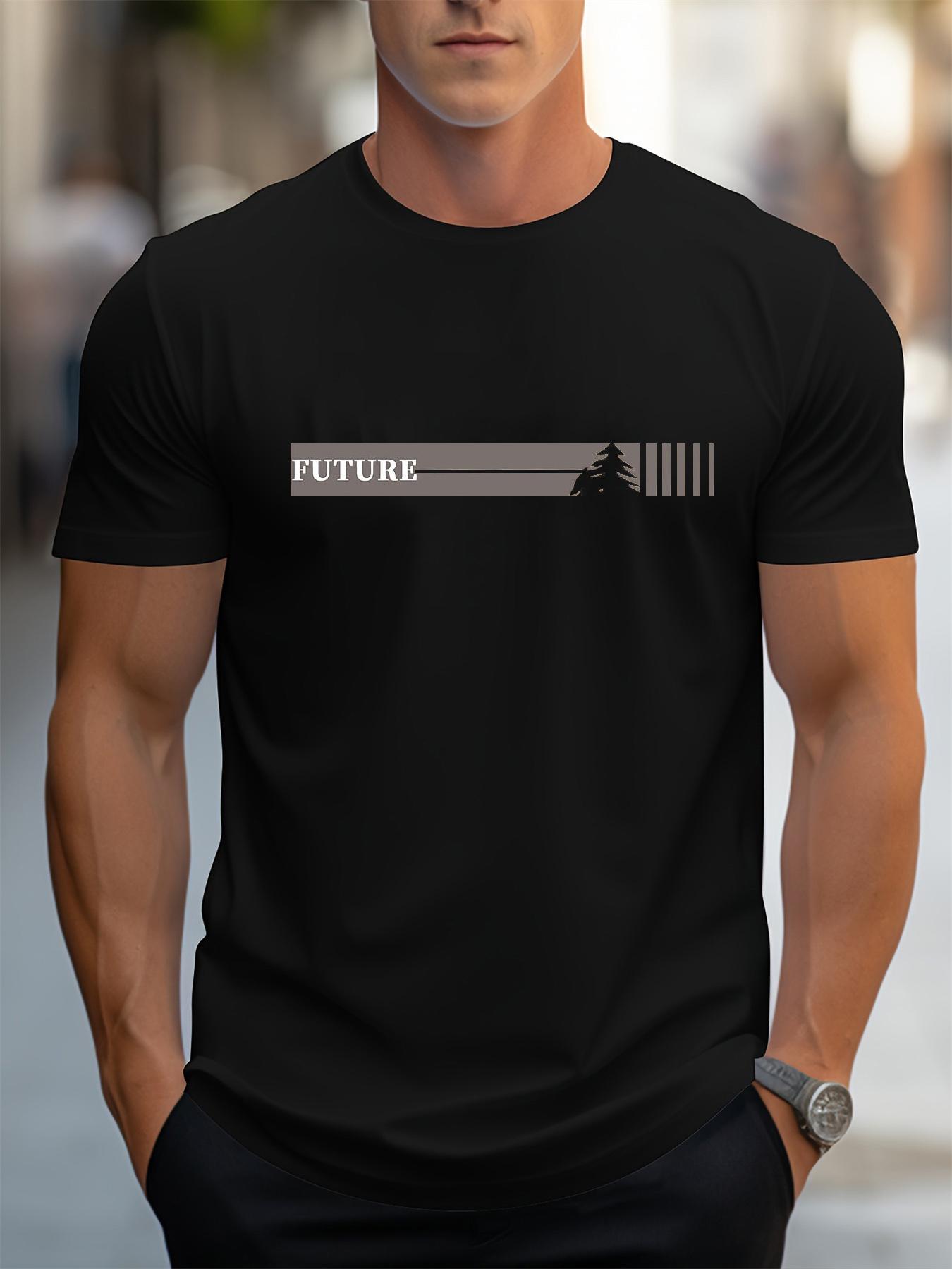 

Men s Summer 100 Cotton Fashionable Casual Loose Plus Size Future Pattern Printed Sports Round Neck Short Sleeve T-shirt Top 5XL різнокольоровий