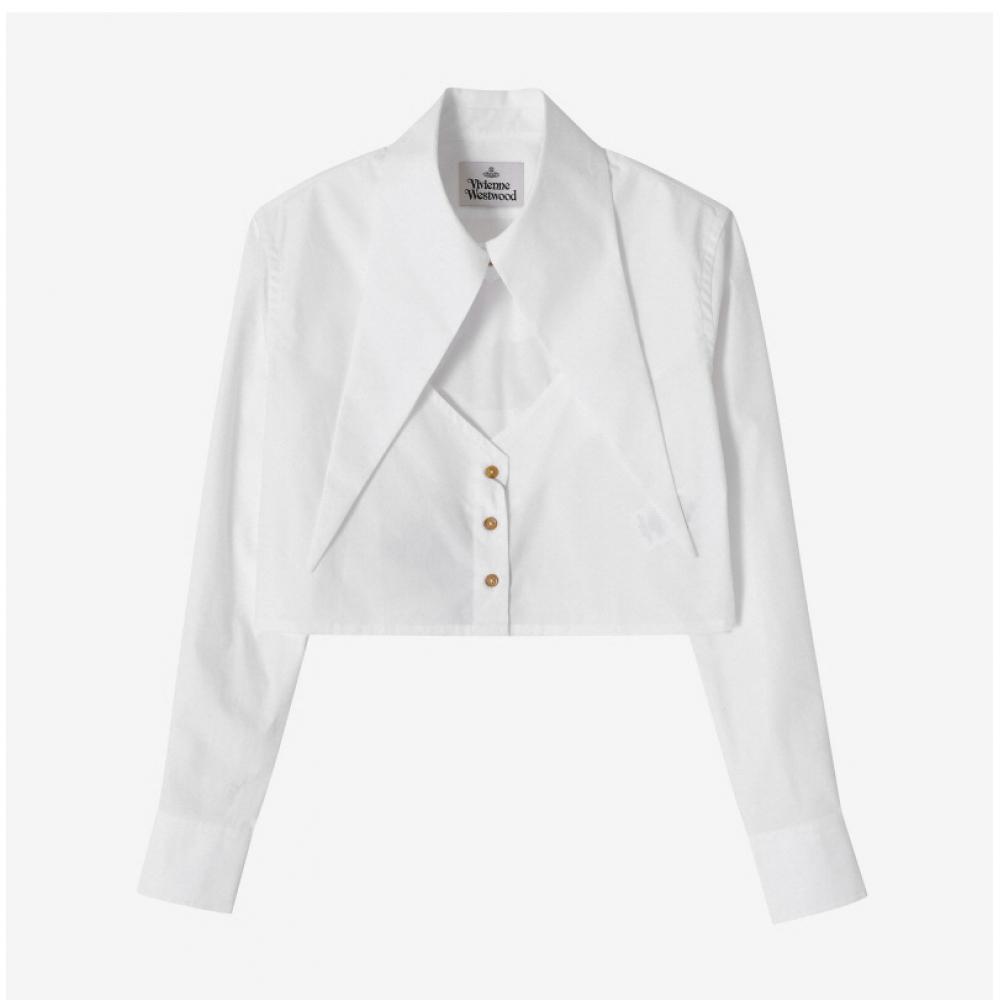 Vivienne WeStwood 1501005u W009q A401 Orb Logo Embroidery Heart Cut Off Crop Women S Shirt