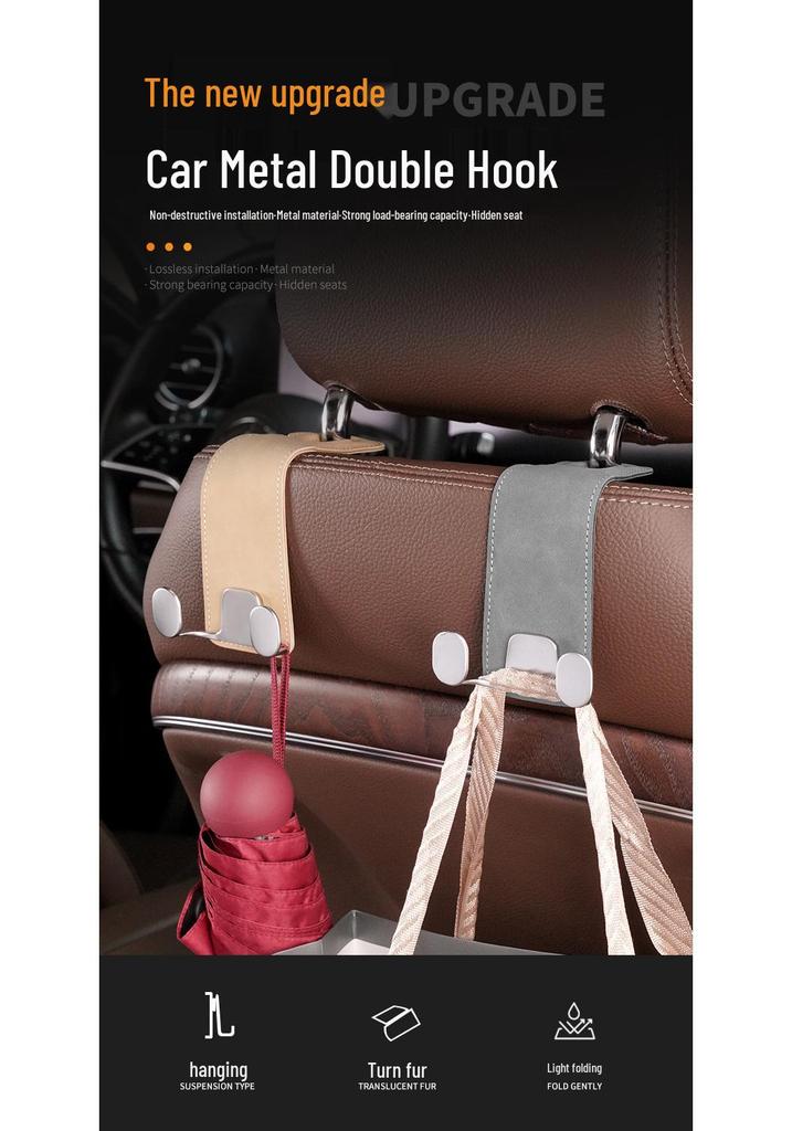 Suede Metal Car Seat Back Hook & Organizer