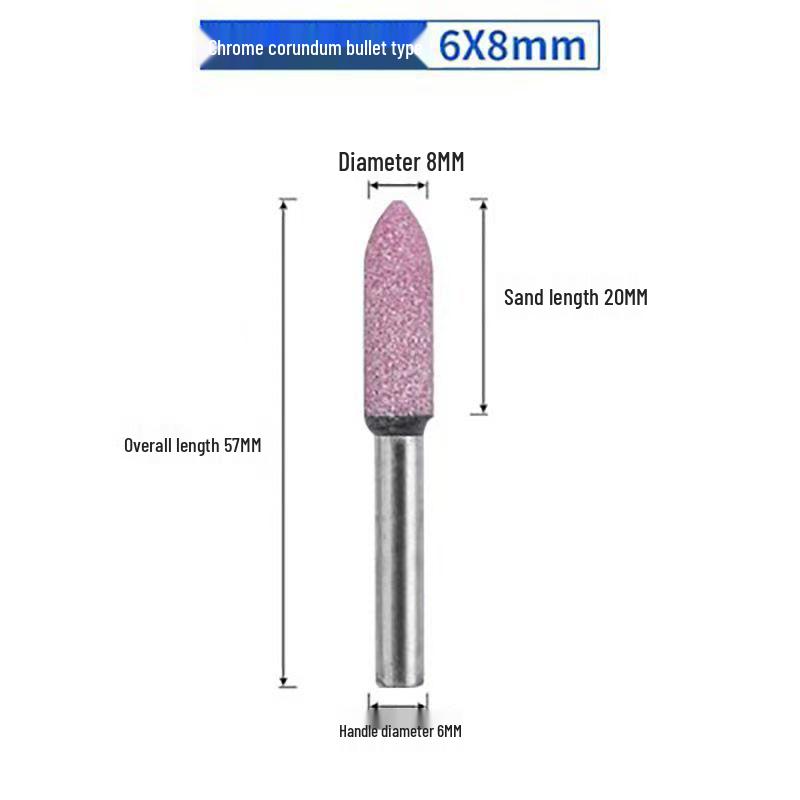 

6-Pattern Red Corundum & Chrome Polishing Head Set for Metal and Flint Stone