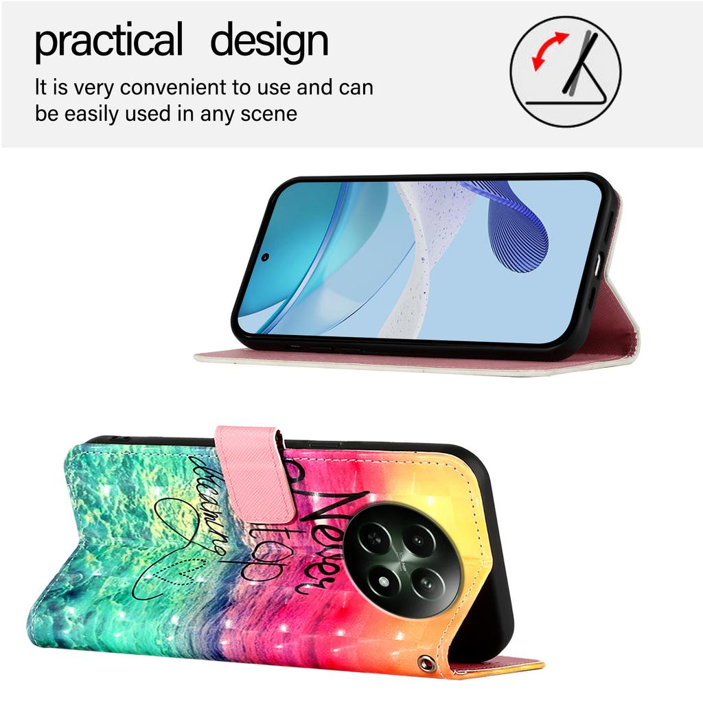 For Realme 12 5G Leather Case Pattern Printing Wallet Stand Mobile Cover with Strap