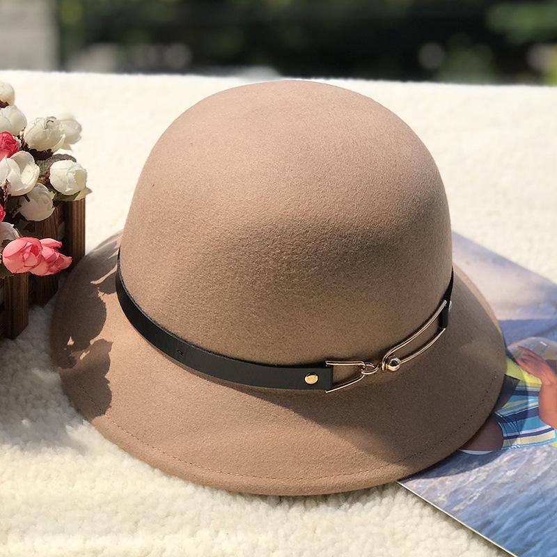 Wollene Wollene Beckenhut Damen Retro Britischer Dom Eimerhut Nischendesign Damen Hut