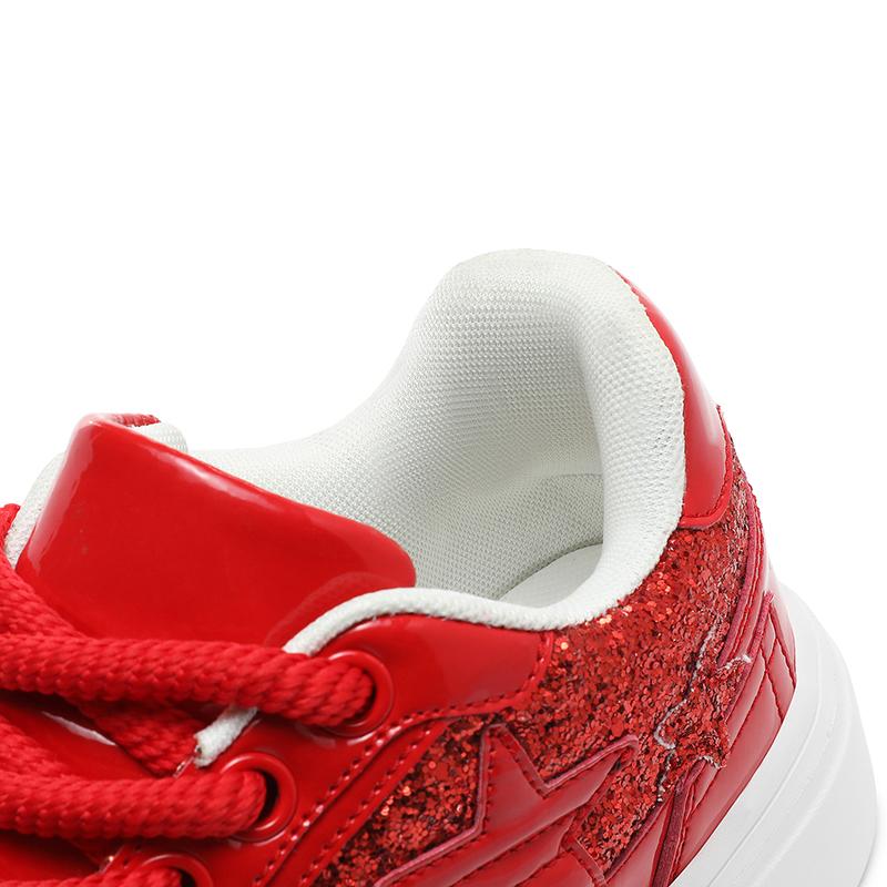 Men Sparkling Shoes Couple Lightweight Sneakers Red Gold Women’s Low Sneakers Casual School Student Plus Size