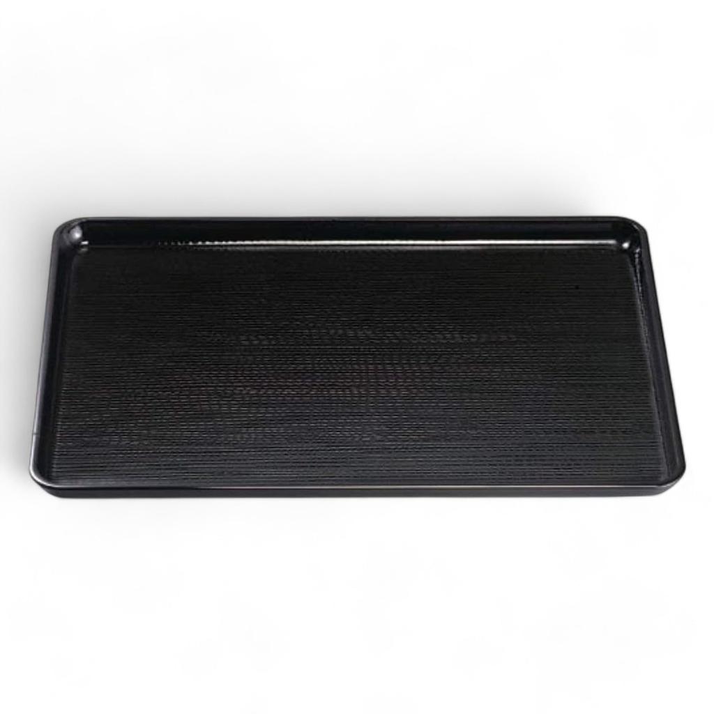 New 36cm Black Lacquerware Tray Made in Japan J-kitchens Non-Slip (ABS Resin)