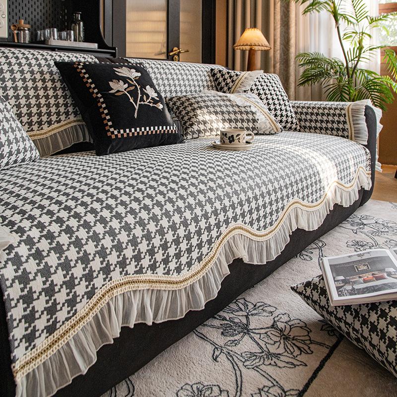 Special-Shaped Sofa Cushion Universal Non-Slip In All Seasons  New Thousand Bird Grid Seat Cushion High-End Sofa Cover Cloth Cover Towel