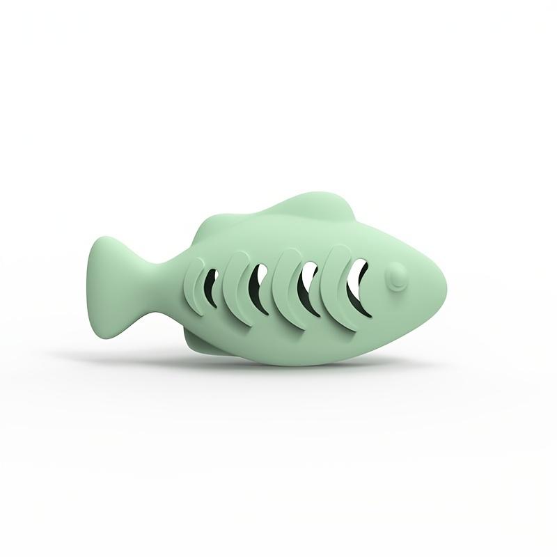 Silicone Fish Shaped Cat Chew Toy Treat Dispenser Interactive Puzzle Pet Toy For Dental Health зелёный