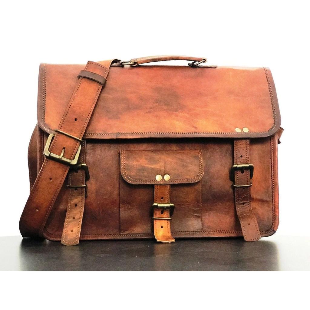 Men's Genuine Leather Vintage Laptops Messenger Handmade Briefcase Bag Satchel