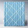 Modern Teal Gradient Wavy Line Art Waterproof Shower Curtain