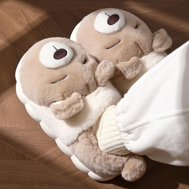Bag Heel Cotton Slippers Women's Winter Cartoon Plush Cute Wool Slippers Men's Home Household Wool Cotton Shoes Men's Wholesale