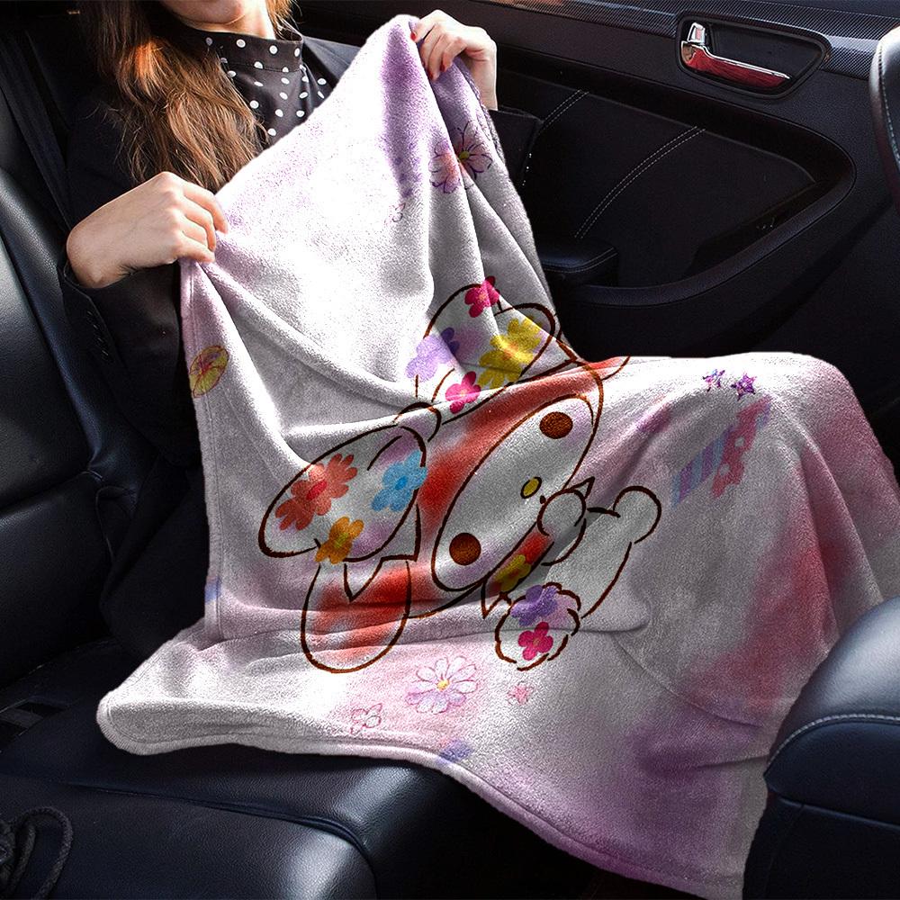 1pc My Melody flowers blanket Lightweight Flannel Throw for Sofa Bed Travel Camping Livingroom Office Couch Chair