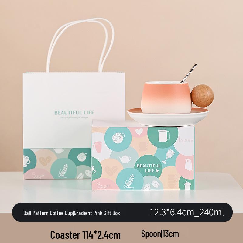 

Linmei Pink & White Matte Gradient Ceramic Mug and Saucer Set - Japanese Style Other