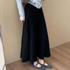 2025 Winter Women's High-Waisted Pleated Knit Midi Skirt - Korean Style, Versatile & Casual