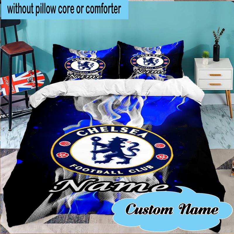 Custom Name Chelsea Crest Artwork Bedding Set 3pcs, Bedding Set Including 1pc Duvet Cover And 2pcs Pillowcases for Bedroom, Dormitory Gift