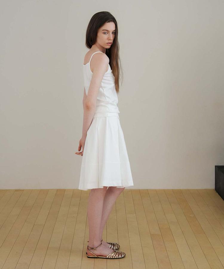 Seuleoum Classic Cotton Pleats Skirt_White