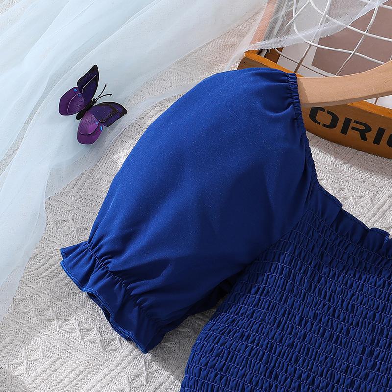 Girls' Dress - Spring/Summer Children's Fashionable Square-neck Butterfly-print Fitted Princess-style Dress