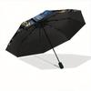 1pc Blue and Gold Ornate Lion Portrait Automatic Opening and Closing Umbrella - Suitable for Various Occasions, Outdoor Activities, Lightweight and Du