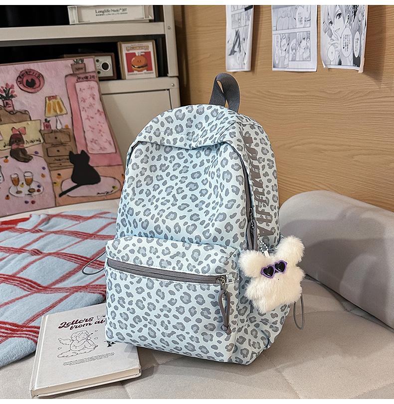 Schultasche Koreanische Version Leopardenmuster Schultasche Weiblich Klein Frisch High School College-Student Rucksack Campus Ins Fengsen Polka-Dot-Rucksack Weiblich