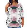Top da donna alla moda casual a maniche a tre quarti stampato con scollo rotondo