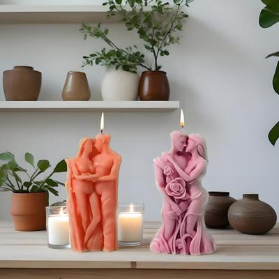 DIY Valentinstag Silikonform Paar Umarmung Herzform Form für Aromatherapie Kerzen Gips Harz Handwerk Herstellung Wiederverwendbar Geschenk Kerze