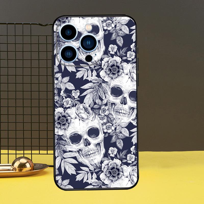 Gothic Skull Case For iPhone 16 15 14 13 12 11 Pro Max X XR XS 7 8 Plus 12 13 Mini Bumper Cover