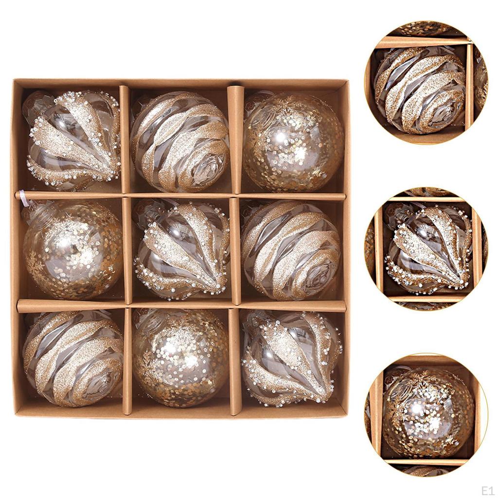9 Pieces Christmas Ball Ornaments Decorative Baubles Charm Pendants Shatterproof Xmas Tree