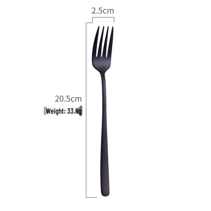 304 Stainless Steel Long Handle Gold-Plated Mixing Spoon and Fork Set, Korean Style