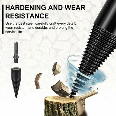Firewood Log Splitter, Drill Bit Removable Cones Kindling Wood Splitting Logs Bits Heavy Duty Electric Drills Screw Cone Driver