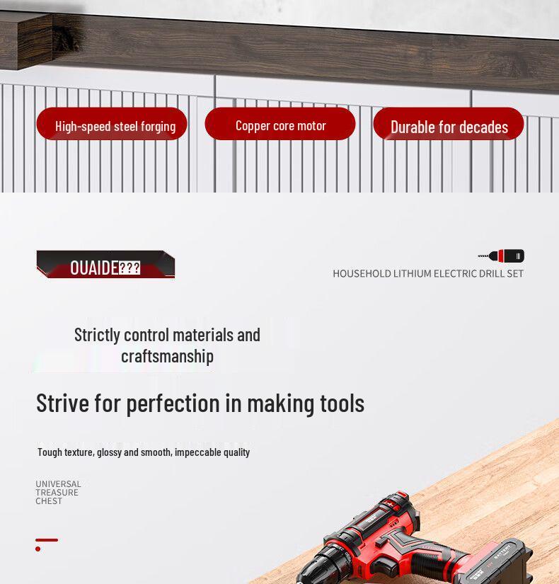 Oulide Rechargeable Lithium Drill & Electric Screwdriver Set