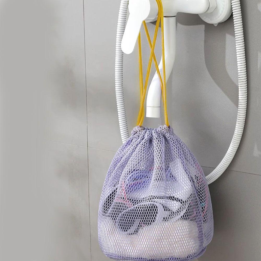 Reusable Mesh Drawstring Bag Ultra Light Travel Toiletry Bag Makeup Storage Bag Cosmetic Pouch