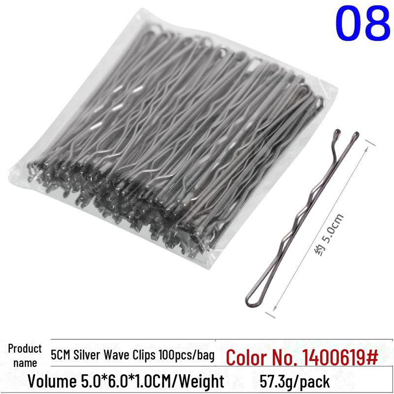 Multicolor Black Wave Hair Clips: One-Line, U-Shaped, Gold & Silver, Steel, Ball Head, Hairpin Set