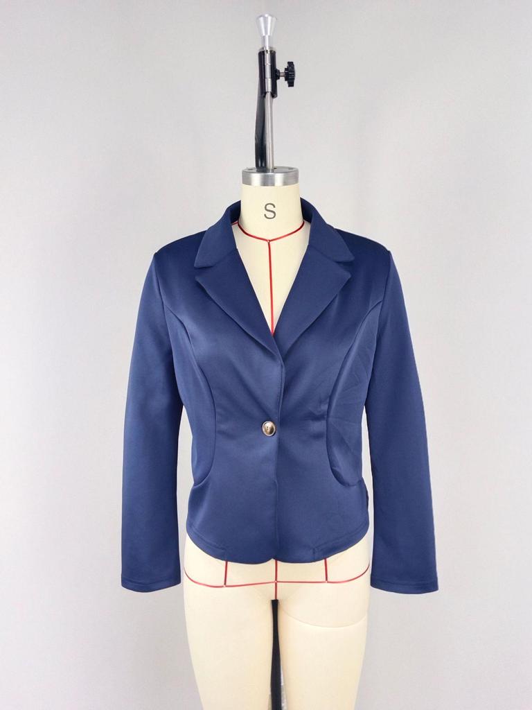 2026 Autumn Women's Slim Fit Long Sleeve Solid Color Blazer Jacket