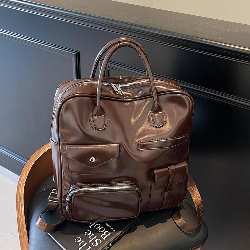 

Женская сумка ретро модный рюкзак студенческий стиль городской простой сумка кофейный