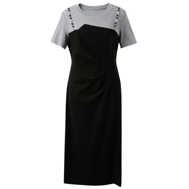 Sancai Plus Size Faux Two-Piece Short Sleeve Dress XXL
