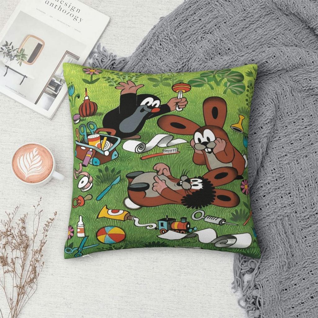 Warm Home The Little Mole Cartoon Animaldecor Pillowcase Accessories Pillow Covers Square Multi-Size