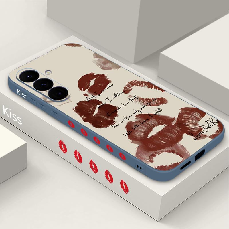 Coque Mode Motif Baisers Lèvres Pour Samsung Galaxy S26 S25 Ultra S24 S23 S22 Plus S21 FE A15 A16 A17 A35 A36 A54 A55 A56 5G Coque Souple