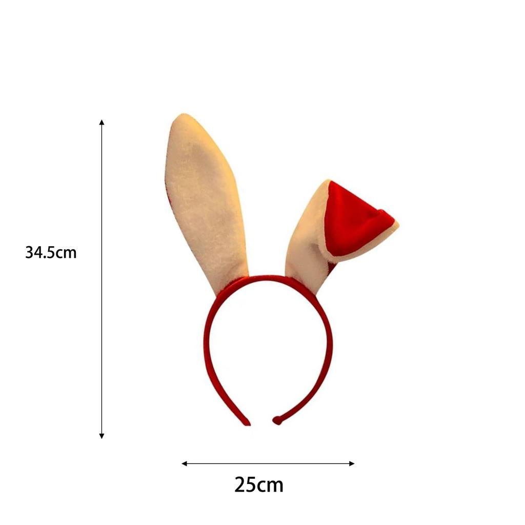 Bookworm Bunny Ear Headband for Christmas Cosplay Parties, Red and White, Cute Bunny Girl Headband with Fluffy Ears, Costume Accessory for Adults and